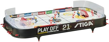 STIGA Table-Top Rod Hockey Game Play Off 21 – Classic Ice Hockey Action with Enhanced Features, Easy Assembly, Includes 2 Pucks – Fun for All Ages