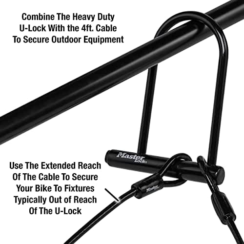 Master Lock Black Bike Lock with Key, Standard Size U-Lock for Bicycles and Other Outdoor Equipment, Anti-Theft Lock for Bikes, 8320D