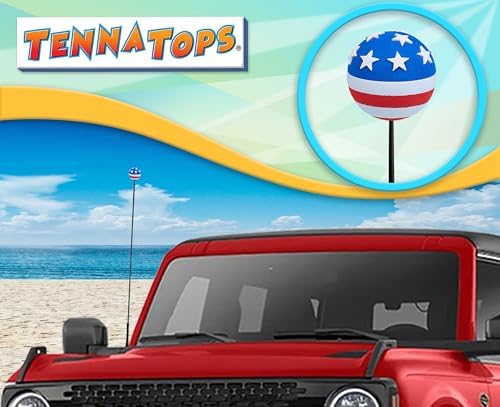USA American Flag Ball Car Antenna Topper Auto Accessory - Fits Thin Style Antenna