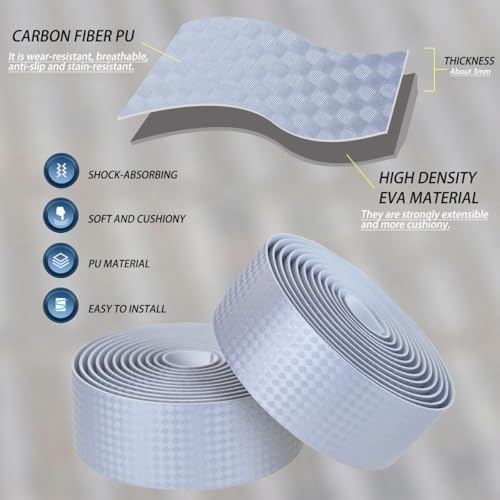 KINGOU Carbon Fiber PU Leather Road Bike Handlebar Tape Bar Tapes - 2PCS Per Set