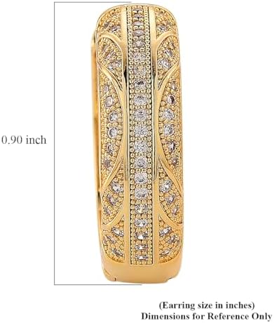 Cubic Zirconia Hoop Earrings in Goldtone