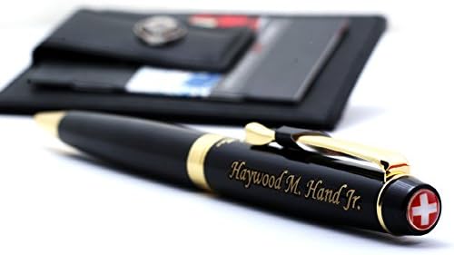 Swiss- Personalized Roller Ballpen, Ballpoint pen, Ball pen, Refillable Pen with Genuine Leather Pocket Money Clip Premium Gifts for men by womens