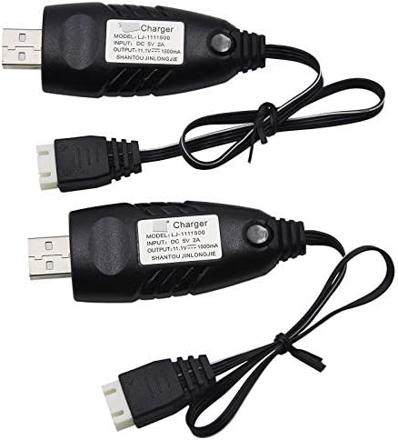 Blomiky 2 Pack 3S 1.5A Lithium Charger Cable Suitable for RC Car Boat Airplane Drone Airsoft 3 Cell Lipo Battery / 11.1V USB New 2