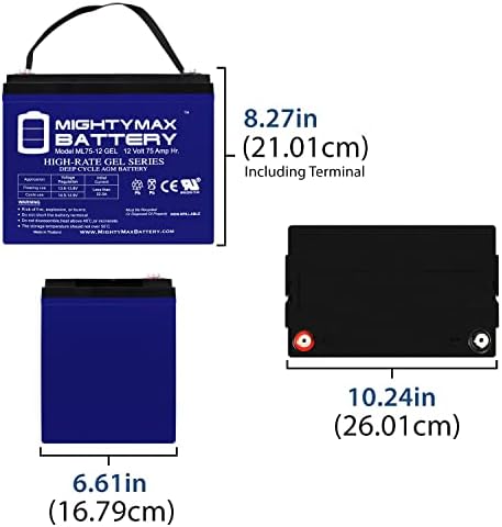 Mighty Max Battery ML55-12 GEL -12 Volt 55 AH, GEL Type, Internal Thread (INT) Terminal, Rechargeable SLA AGM Battery