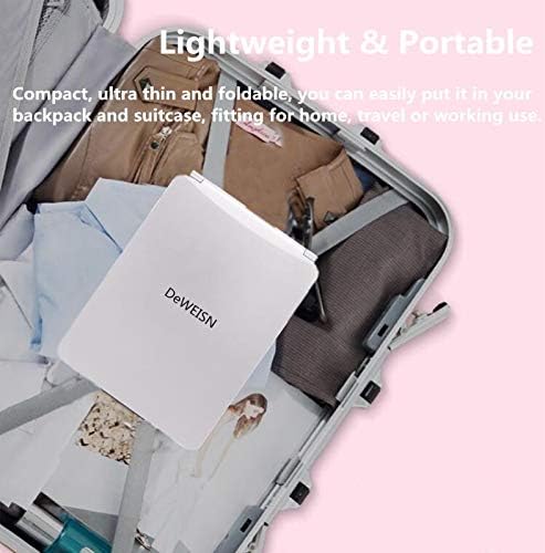 deweisn Folding Lighted Makeup Mirror with 72 LEDs 3 Colors Light Modes USB Rechargable 1800mA Batteries Portable Ultra Thin Compact Vanity Mirror