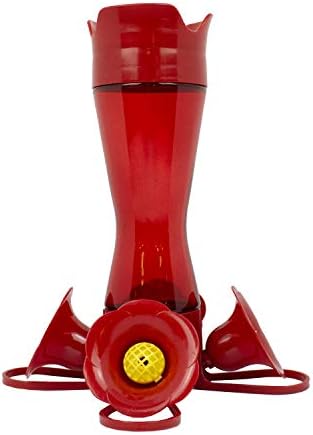 Perky-Pet Red Pinch-Waist Plastic Hummingbird Feeder, 8 oz Capacity | Built-in Bee Guards and Ant Moat for Outdoor Bird Feeding Station and Backyard Wildlife, Hummingbird Feeders for Outdoors