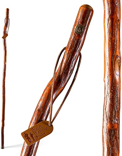Brazos Rustic Wood Walking Stick, Maple, Traditional Style Handle, for Men & Women, Made in The USA, 55"