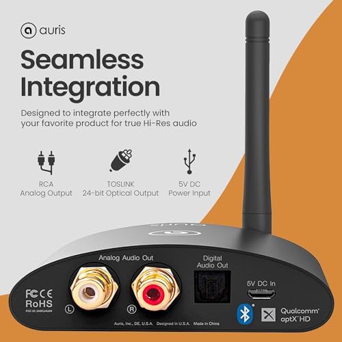 Blume HD Long Range Bluetooth 5.3 Music Receiver Hi-Fi Audio Adapter with Audiophile DAC, LDAC & AptX HD for Home Stereo, AV Receiver or Amplifier
