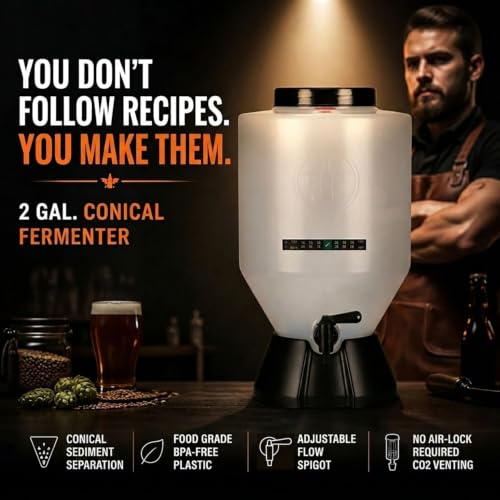 Conical Fermenting System - NO AIRLOCK OR Siphon Required - Made of BPA Free Food Grade Plastic that imparts Zero unwanted Flavors into Your Brew!