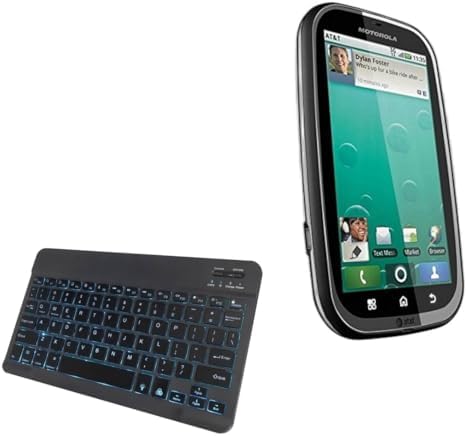BoxWave Keyboard Compatible with Motorola Bravo MB520 - SlimKeys Bluetooth Keyboard - with Backlight, Portable Slim LED 7 Colors - Jet Black