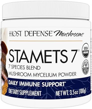 Host Defense Stamets 7 Mushroom Powder - 7 Species Blend - Mushroom Supplement for Immune Support with Royal Sun Blazei, Cordyceps, Reishi, Maitake, Lion's Mane, Chaga & Mesima - 3.5 oz (66 Servings)*
