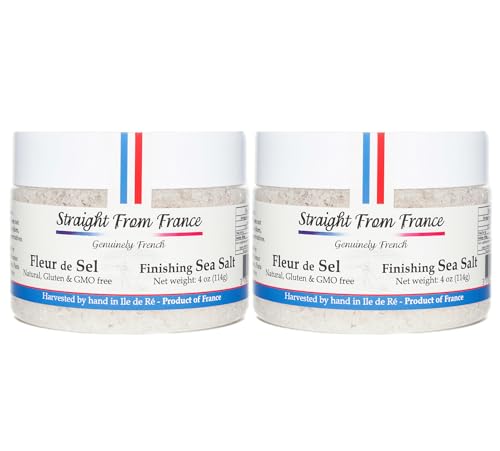 Straight from France Genuinely French Fleur De Sel Flaky Sea Salt | Finishing salt rich in minerals & electrolytes, flaky sea salt for baking and seasoning dishes, hand harvested, 1.5oz jar