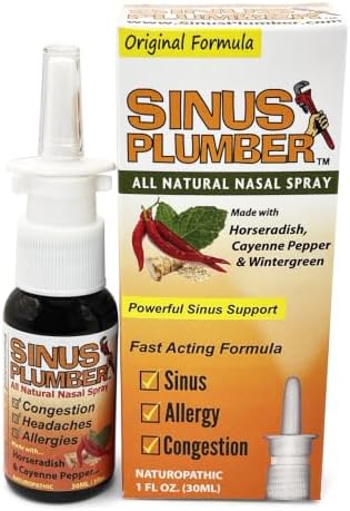 Sinus Plumber Pepper Nasal Spray – Natural Sinus & Allergy Support – Original Formula - 1 fl oz