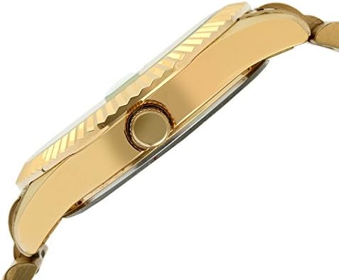 Peugeot Men's Stainless Steel Big Face Luxury Watch with Day Date Windows, Roman Numerals & Coin Edge Fluted Bezel Watch