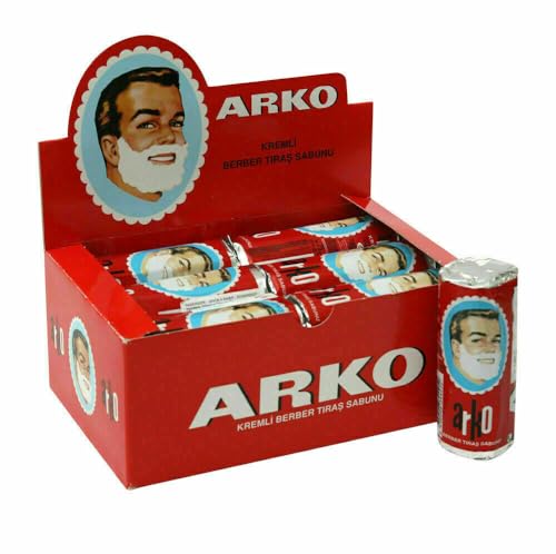 Arko Men Face Shaving Soap Stick, Sensitive skin shave cream, White, ( Pack Of 12 )