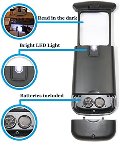 Small Pocket Magnifying Glass 3.0X with LED Light for Reading; Lighted Hand Held Coin Loupe; Mini Magnify Lens; Gifts for Seniors