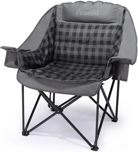 Camping Chairs for Adults Heavy Duty Padded Folding XL Camp Chairs with Cup Holder, Supports 500lbs