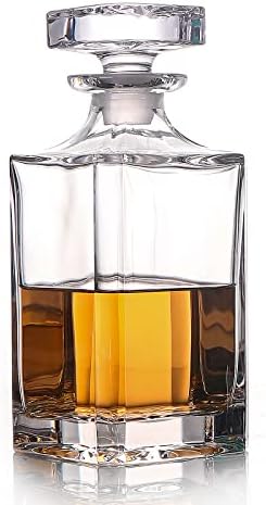 Glass Decanter with Airtight Geometric Stopper - Whiskey Decanter for Wine, Bourbon, Brandy, Liquor, Juice, Water