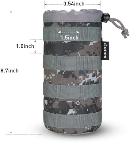 Gonex MOLLE Bottle Pouch, Drawstring Water Bottle Holder | 900D Oxford, Mesh Bottom, Fits MOLLE Packs & Vests, Flexible Height, Holds Bottles or Umbrellas