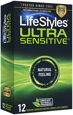 LifeStyles Ultra Sensitive Natural Feeling Lubricated Latex Condoms, 40 Count