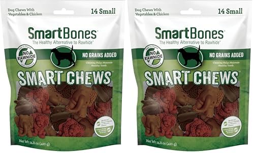 SmartBones Smart Chews, Rawhide Free Dog Chews, Treats for Dogs Made with Real Chicken and Vegetables, 14 Count Small | With Real Chicken & Veggies, No Grain Added and No Artificial Colors, Easy To Digest Chew Supports Dental Health, Small Dogs