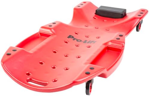 Pro-LifT C-6048 Mechanic Plastic Creeper 48 Inch - Blow Molded Ergonomic HDPE Body with Padded Headrest & Dual Tool Trays - 440 Lbs Capacity Red