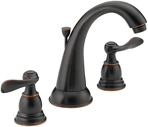Delta Windemere Oil Rubbed Bronze Bathroom Faucet 3 Hole, 8 Inch Widespread Bathroom Sink Faucet for Vanity, Metal Push-Pop Drain Assembly
