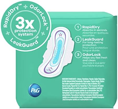 Always Ultra Thin Pads Size 1 Regular Absorbency Unscented with Wings, 10 Count, Packaging may vary