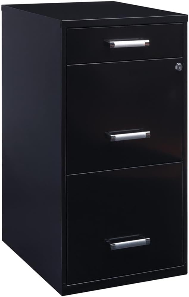Scranton & Co 3-Drawer Metal Filing Cabinet, 27.32" H x 14.25" W x 18.00" D, Pearl White Finish, Locking Storage with Letter-Size File Drawers, Non-Porous Painted Steel for Home or Office