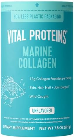 Vital Proteins Marine Collagen, Unflavored Stick Packs, 20 Count | Marine Collagen Peptides, Supports Hair Skin Nails & Joints, 10g Per Packet, Travel-Friendly Stick Packs, 20 Servings