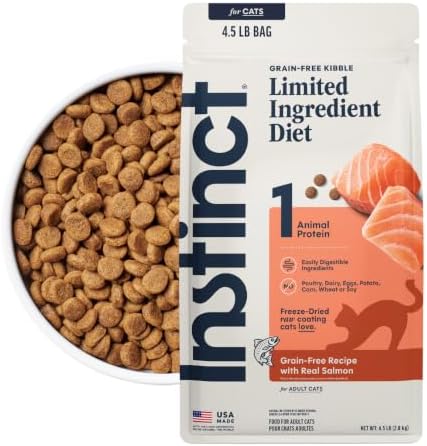 Instinct Limited Ingredient Diet Dry Cat Food, Real Rabbit, 4.5 lb. Bag | Single animal protein and vegetable recipe, raw-coated kibble, farm-raised rabbit, gentle on sensitive stomachs