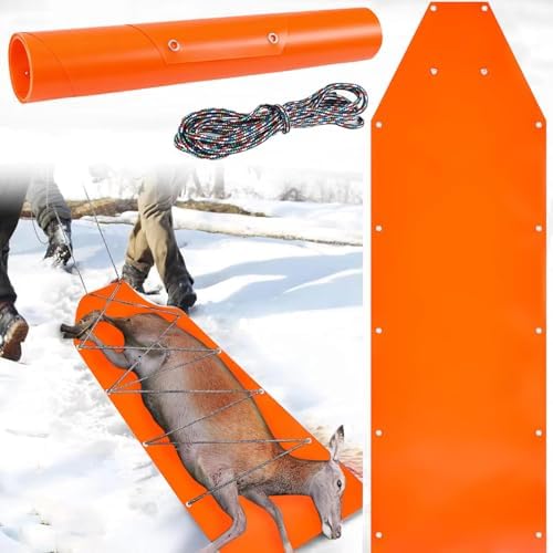 Deer Drag Sled Game Hauler Utility Snow Sled Deer Hunting Sled for Effortless Hauling of Ice Fishing Supplies, Firewood, Duck Hunting Gears, Fishing Equipment