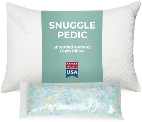 Snuggle-Pedic Adjustable Memory Foam Pillows - GreenGold Certified Pillow w/ Viscose of Bamboo Cover for Side, Stomach & Back Sleepers - Made in the USA - Standard