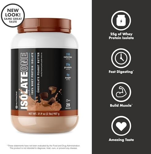 NutraOne IsolateOne Whey Isolate Protein Powder 100% Pure Whey Isolate Powder (Gourmet Chocolate - 2 lbs)