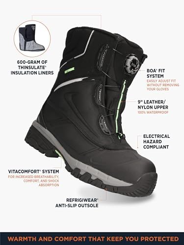 RefrigiWear Extreme Pac Boot - Insulated Cold Weather Work Boot - Waterproof, Slip-Resistant, Composite Toe - Rated to -100°F