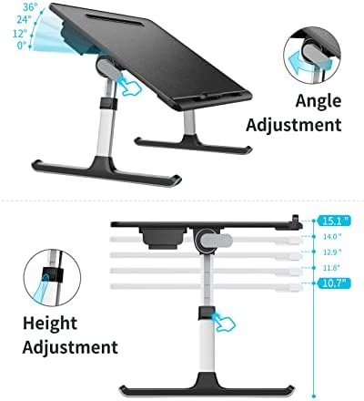 Laptop Lap Desk for Bed, SAIJI X-Large Adjustable Laptop Table