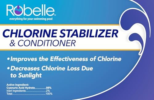 Robelle 1.75-Pound Chlorine Stabilizer and Conditioner, Made in USA | Concentrated Cyanuric Acid for Pools, Pool Stabilizer, Helps Chlorine Last Longer, 6 oz raises CYA 10 ppm per 5,000 gallons