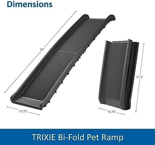 Trixie Folding Pet Ramp, Black | Folding Dog Ramp with High Traction Surface, Ideal for Cars and SUVs, Foldable, Easy to Store and Clean