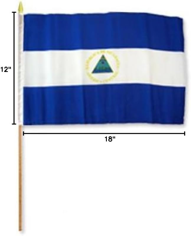 One Dozen Nicaragua 12x18in Stick Flags.