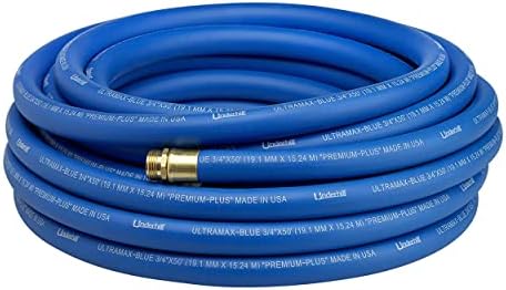 UltraMax Commercial Garden Water Hose 50 ft, Lightweight, Flexible, Anti-Kink, All Weather, 1200 psi, H75-050B, 3/4 Inch x 50 ft, Blue