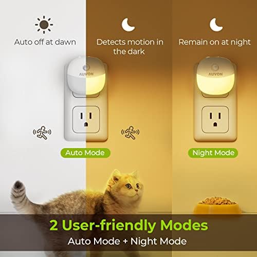 AUVON Plug-in Night Light, Motion Sensor and Dusk to Dawn Sensor