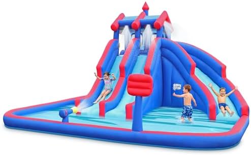 Sunny & Fun Mega Sport Inflatable Water Triple Slide Park for Kids Backyard