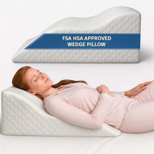 Aeris Wedge Pillow for Sleeping, Acid Reflux, and Snoring - Memory Foam Bed Wedge, 19-Degree Incline - Post-Surgery Recovery, Reading