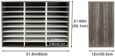 TQVAI Wood Literature Organizer, 27 Slots Hold 13500 Sheets A4 Papers, Wooden Desk File Paper Storage Organizer with Adjustable Shelves