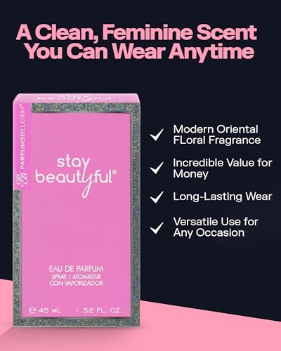 PB ParfumsBelcam Stay Beautiful Eau De Parfum Spray for Women, Floral and Fresh Fragrance, Long-Lasting Scent for Day & Night Wear