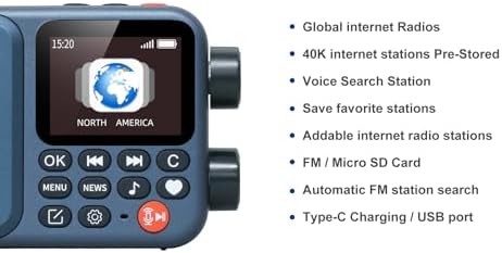 Choyong A8W Portable Smart Internet Radio for Home with WiFi,FM World Radio | 40k+ Internet Radio Stations receiver,Pocket Smart Radio with 4G,TF Card