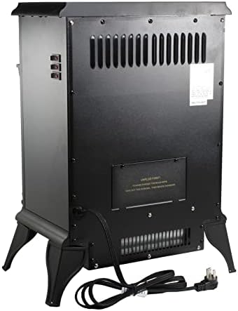 Comfort Zone Electric Fireplace Space Heater, Traditional Warm Stove Style, Realistic 3D Flame Effect, Adjustable Thermostat, & Overheat Protection
