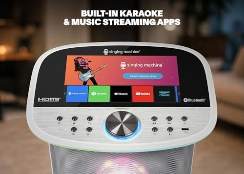 Singing Machine Karaoke Machine Screen, WiFi, Music Apps, 2 Microphones | All-in-One Karaoke Adults/Kids, Built-in Screen, 2 Wireless Mics, WiFi Enabled, App Compatible YouTube/Spotify, Home & Partie