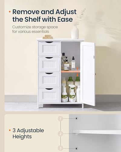 SONGMICS HOME Freestanding Storage Cabinet, Floor Cabinet with Elevated Legs, Metal Handles, for Living Room, Kitchen, Bathroom, Green