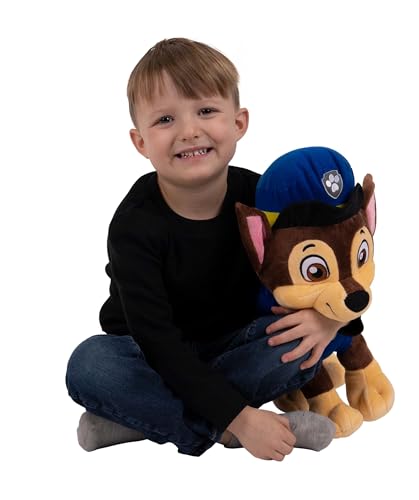 Paw Patrol Chase Blue Soft Plush Cuddle Pillow with Embroidered Details Character Decorative for Kids, Cozy and Huggable Plush for Playtime, Travel
